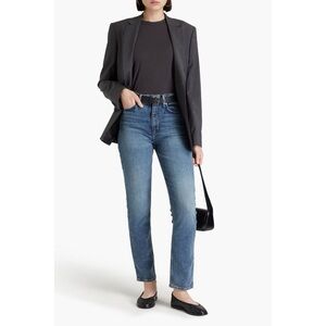 Rag & Bone Wren High-Rise Slim-Leg Jeans Dominique Wash Blue Stretch Denim